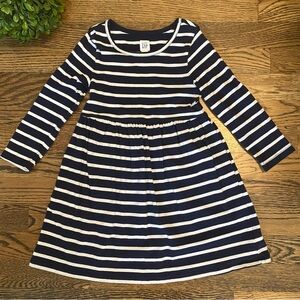 EUC Baby Gap Navy & White Long Sleeve Dress Sz 4